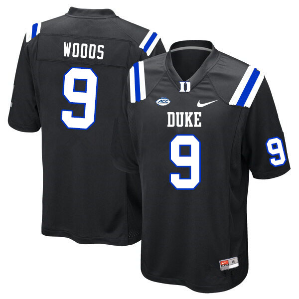 Men #9 J'Marick Woods Duke Blue Devils College Football Jerseys Sale-Black